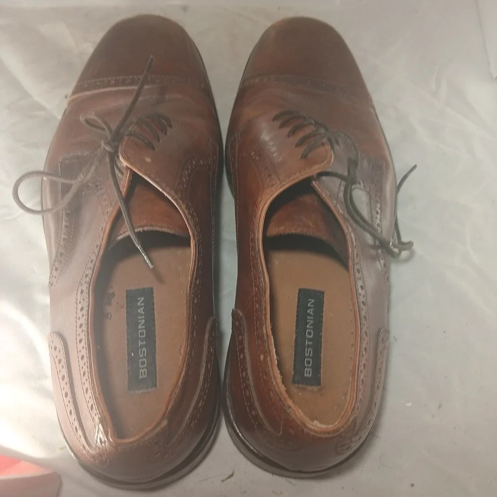 BOSTONIAN‎ Mens Leather Cap Toe Oxford Dress Shoes Brown Size 105W